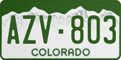 CO license plate AZV803