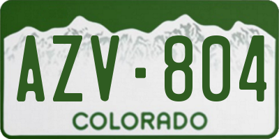 CO license plate AZV804