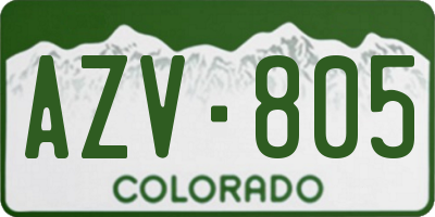 CO license plate AZV805