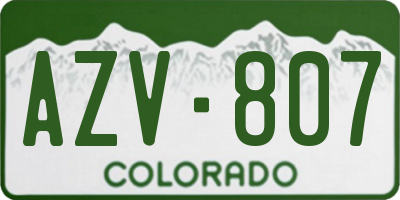 CO license plate AZV807