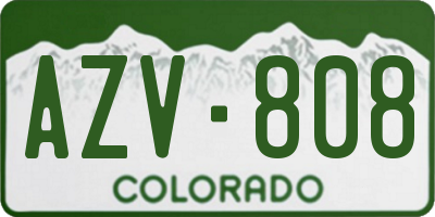 CO license plate AZV808