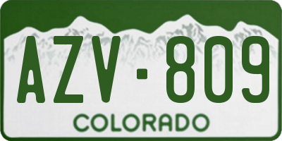 CO license plate AZV809