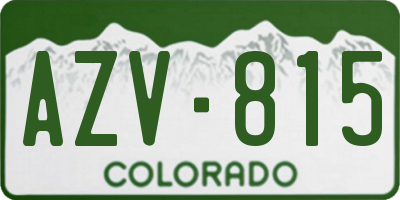 CO license plate AZV815