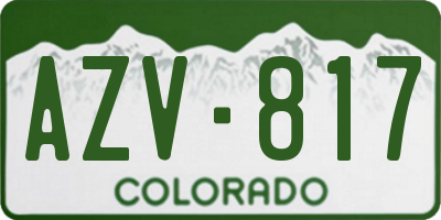 CO license plate AZV817