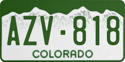 CO license plate AZV818