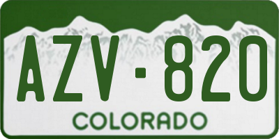 CO license plate AZV820