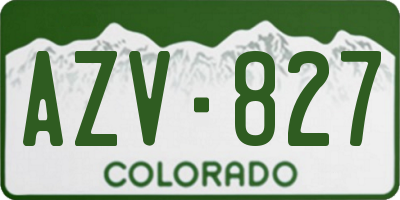 CO license plate AZV827