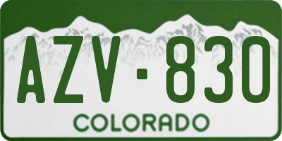 CO license plate AZV830