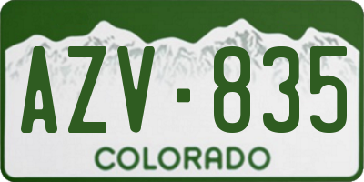 CO license plate AZV835