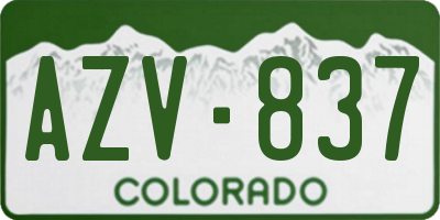 CO license plate AZV837