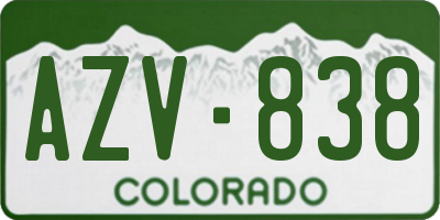 CO license plate AZV838