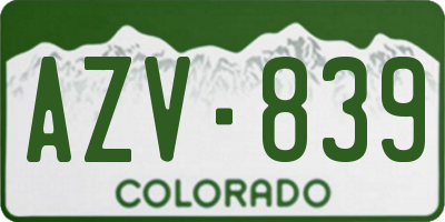 CO license plate AZV839