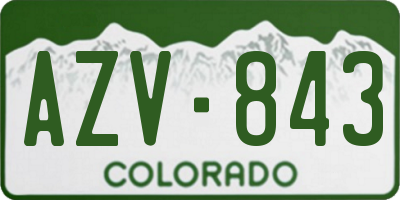 CO license plate AZV843