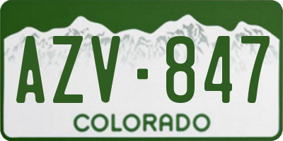 CO license plate AZV847