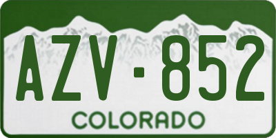 CO license plate AZV852