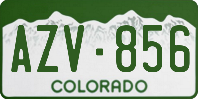 CO license plate AZV856