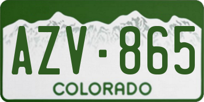 CO license plate AZV865