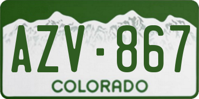 CO license plate AZV867