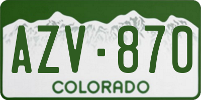 CO license plate AZV870