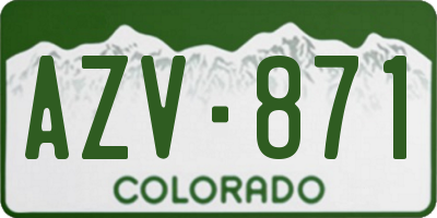 CO license plate AZV871