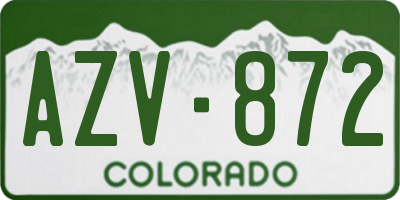 CO license plate AZV872