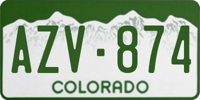 CO license plate AZV874