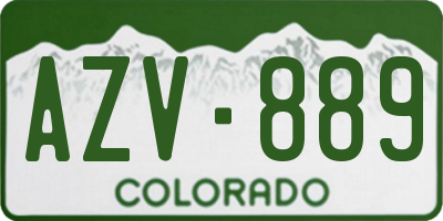 CO license plate AZV889