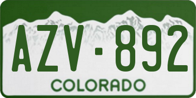 CO license plate AZV892