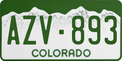 CO license plate AZV893