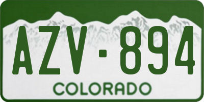 CO license plate AZV894