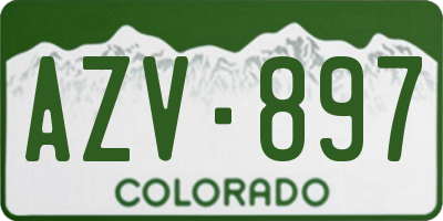 CO license plate AZV897