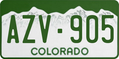 CO license plate AZV905