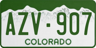 CO license plate AZV907