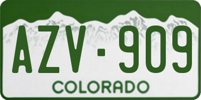 CO license plate AZV909