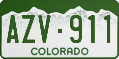 CO license plate AZV911