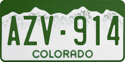 CO license plate AZV914