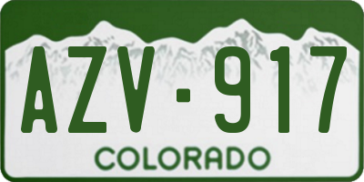 CO license plate AZV917