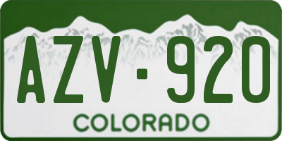 CO license plate AZV920