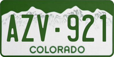 CO license plate AZV921