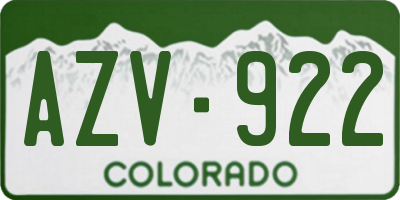 CO license plate AZV922