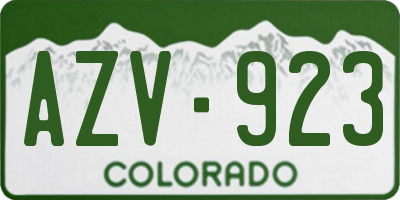 CO license plate AZV923