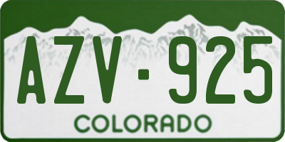 CO license plate AZV925