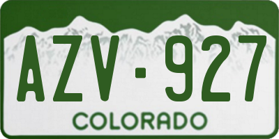 CO license plate AZV927