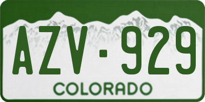 CO license plate AZV929