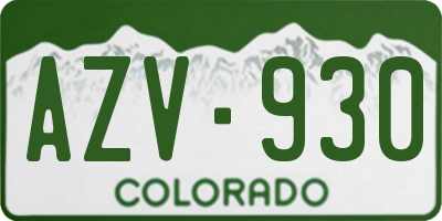 CO license plate AZV930