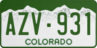 CO license plate AZV931