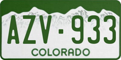 CO license plate AZV933