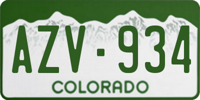 CO license plate AZV934