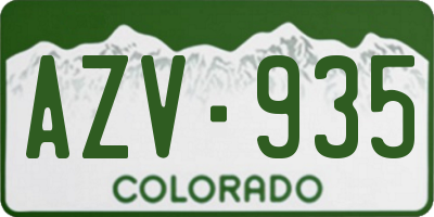 CO license plate AZV935