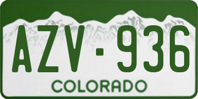 CO license plate AZV936